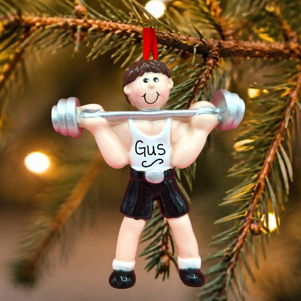 Weightlifting Ornament - Brunette - Male