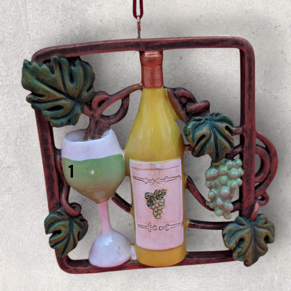 WINE with GOBLET, GRAPES & LEAVES Ornament