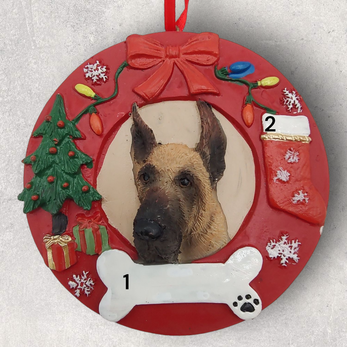DOGS - GREAT DANE (Fawn) - Red Wreath