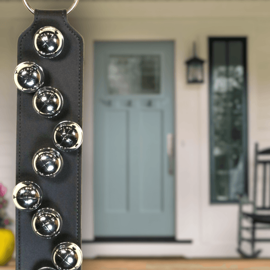 BELLS - MOYER SOLID BRASS or CHROME BELLS on LEATHER