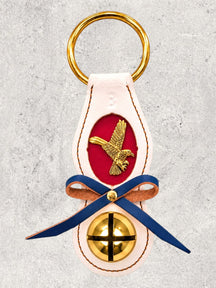 Eagle Charm on Tri-Color Leather Doorhanger - Solid Brass Colonial-Style Bell