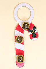 CANDY CANE - Hand-Painted Leather Doorknob Bell
