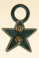 STAR (DK GREEN) - Hand-Painted Leather Doorknob Bell