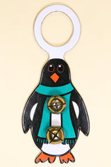 PENGUIN with SCARF - Hand-Painted Leather Doorknob Bell