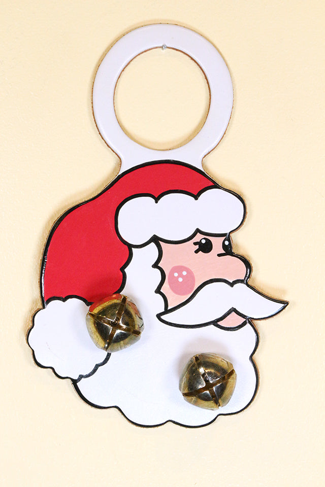 SANTA (FACE) - Hand-Painted Leather Doorknob Bell