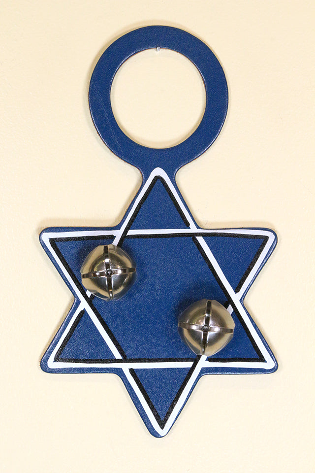 HANUKKAH - STAR of DAVID - Hand-Painted Leather Doorknob Bell