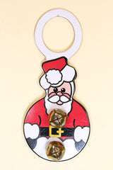 SANTA (ROUND) - Hand-Painted Leather Doorknob Bell