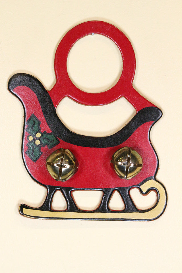 SLEIGH - Hand-Painted Leather Doorknob Bell