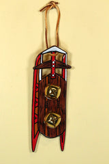 CHILD'S SLED - Hand-Painted Leather Doorknob Bell