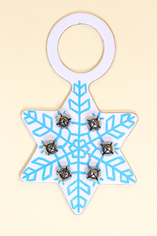 SNOWFLAKE - Hand-Painted Leather Doorknob Bell