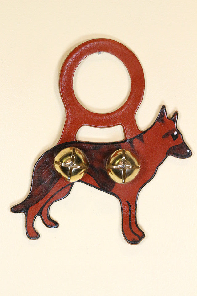 GERMAN SHEPHERD Hand-Painted LEATHER Doorknob Bell