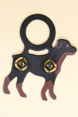 ROTTWEILER Hand-Painted LEATHER Doorknob Bell