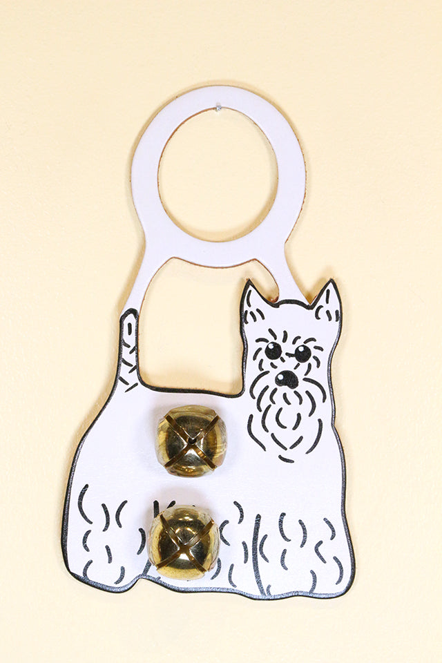 SCOTTISH TERRIER (Facing Forward) Hand-Painted LEATHER Doorknob Bell