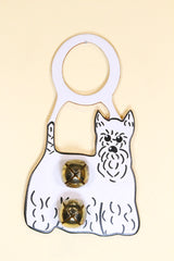 SCOTTISH TERRIER (Facing Forward) Hand-Painted LEATHER Doorknob Bell