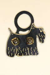 SCOTTISH TERRIER (SIDE-VIEW) Hand-Painted LEATHER Doorknob Bell