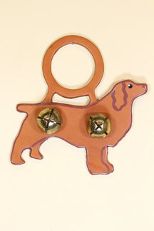 COCKER SPANIEL (GOLD / BUFF) Hand-Painted LEATHER Doorknob Bell