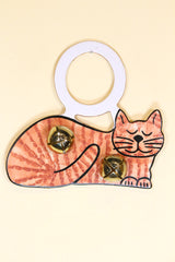 CAT (Sleeping) ORANGE TIGER Hand-Painted Leather Doorknob Bell
