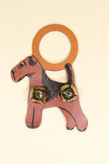 AIREDALE Hand-Painted LEATHER Doorknob Bell