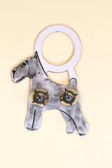 SCHNAUZER Hand-Painted LEATHER Doorknob Bell