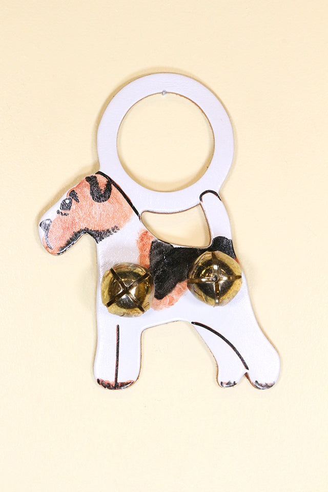 WIRE-HAIRED FOX TERRIER Hand-Painted LEATHER Doorknob Bell