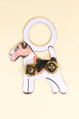 WIRE-HAIRED FOX TERRIER Hand-Painted LEATHER Doorknob Bell