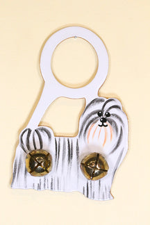 SHIH-TZU Hand-Painted LEATHER Doorknob Bell - GRAY