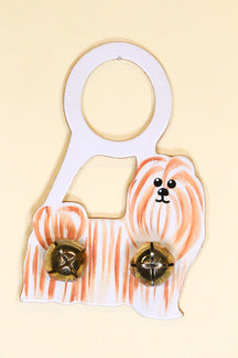 SHIH-TZU Hand-Painted LEATHER Doorknob Bell - TAN