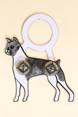BOSTON TERRIER Hand-Painted LEATHER Doorknob Bell