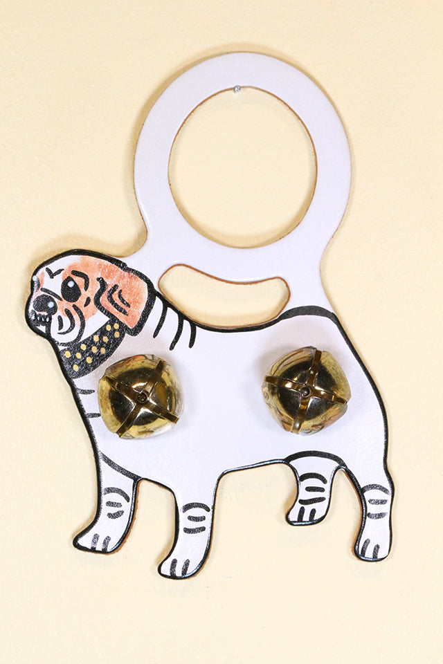 BULLDOG Hand-Painted LEATHER Doorknob Bell
