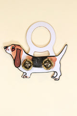BASSET HOUND (TRI-COLOR) Hand-Painted LEATHER Doorknob Bell