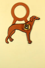 GREYHOUND - FAWN  Hand-Painted LEATHER Doorknob Bell