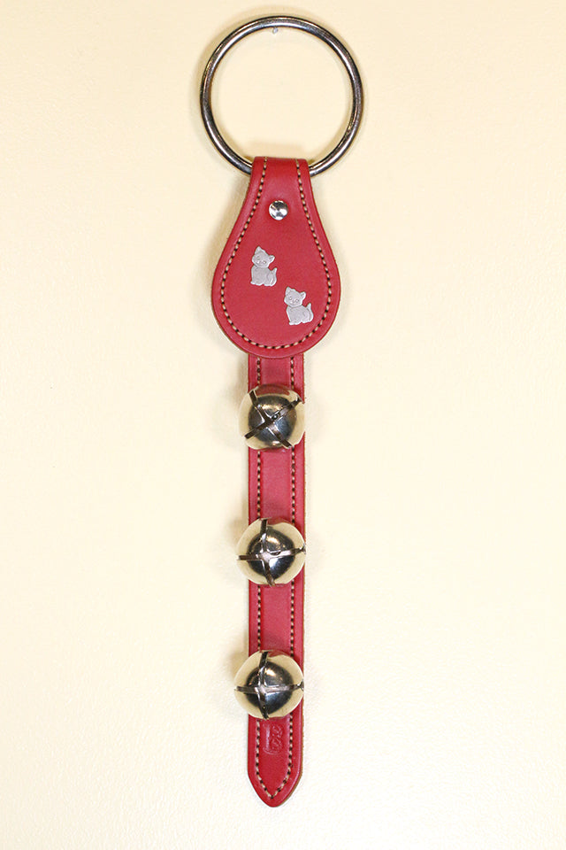 CATS - CUTE KITTEN CHARMS above 3 Bells on Leather Strap