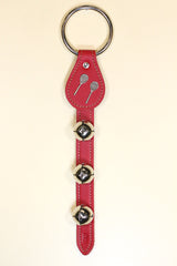 TENNIS RACKET CHARMS above 3 Bells on Leather Strap