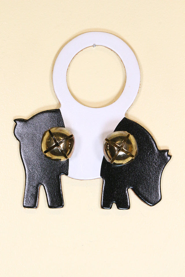 PIG - HAMPSHIRE (BANDED) - Hand-Painted LEATHER Doorknob Bell