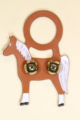 HORSE - PALOMINO - Hand-Painted LEATHER Doorknob Bell