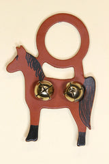 HORSE - BAY - Hand-Painted LEATHER Doorknob Bell