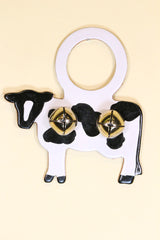 COW - HOLSTEIN - Hand-Painted LEATHER Doorknob Bell