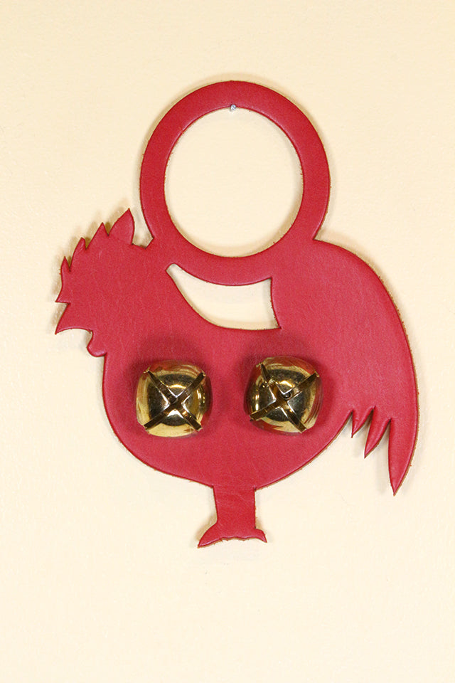 ROOSTER - LEATHER Doorknob Bell - PLAIN RED