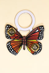 BUTTERFLY - MONARCH - Hand-Painted LEATHER Doorknob Bell