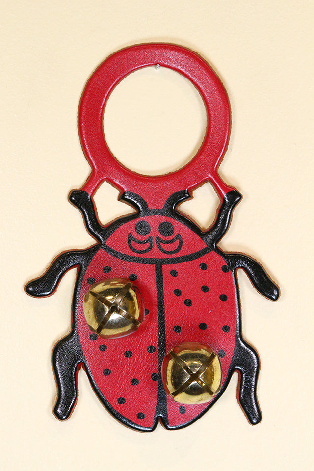 LADYBUG - Hand-Painted LEATHER Doorknob Bell