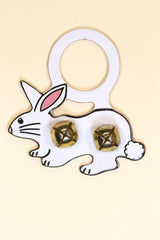 RABBIT Hand-Painted LEATHER Doorknob Bell - WHITE