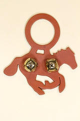 HORSE - RUNNING MUSTANG LEATHER Doorknob Bell - Unpainted CHESTNUT