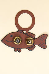 FISH Hand-Painted LEATHER Doorknob Bell