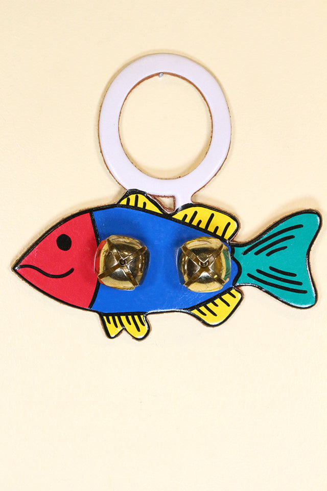FISH (COLORFUL) Hand-Painted LEATHER Doorknob Bell