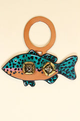FISH - RAINBOW TROUT Hand-Painted LEATHER Doorknob Bell