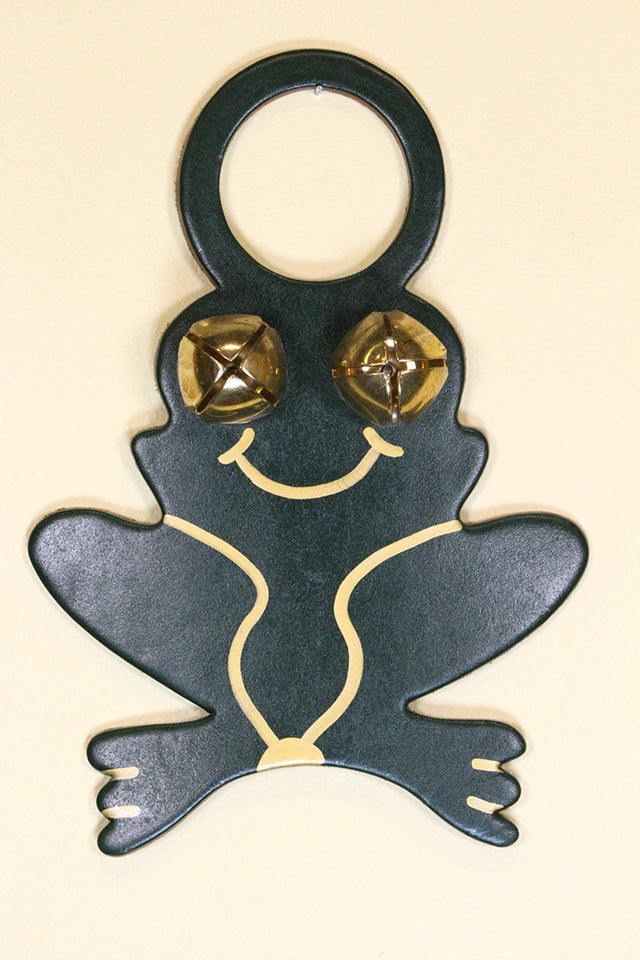 FROG Hand-Painted LEATHER Doorknob Bell