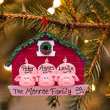Pigs in Barn Ornament (3 Names)