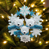 Polar Bears with Snowflakes Ornament (3 Names)