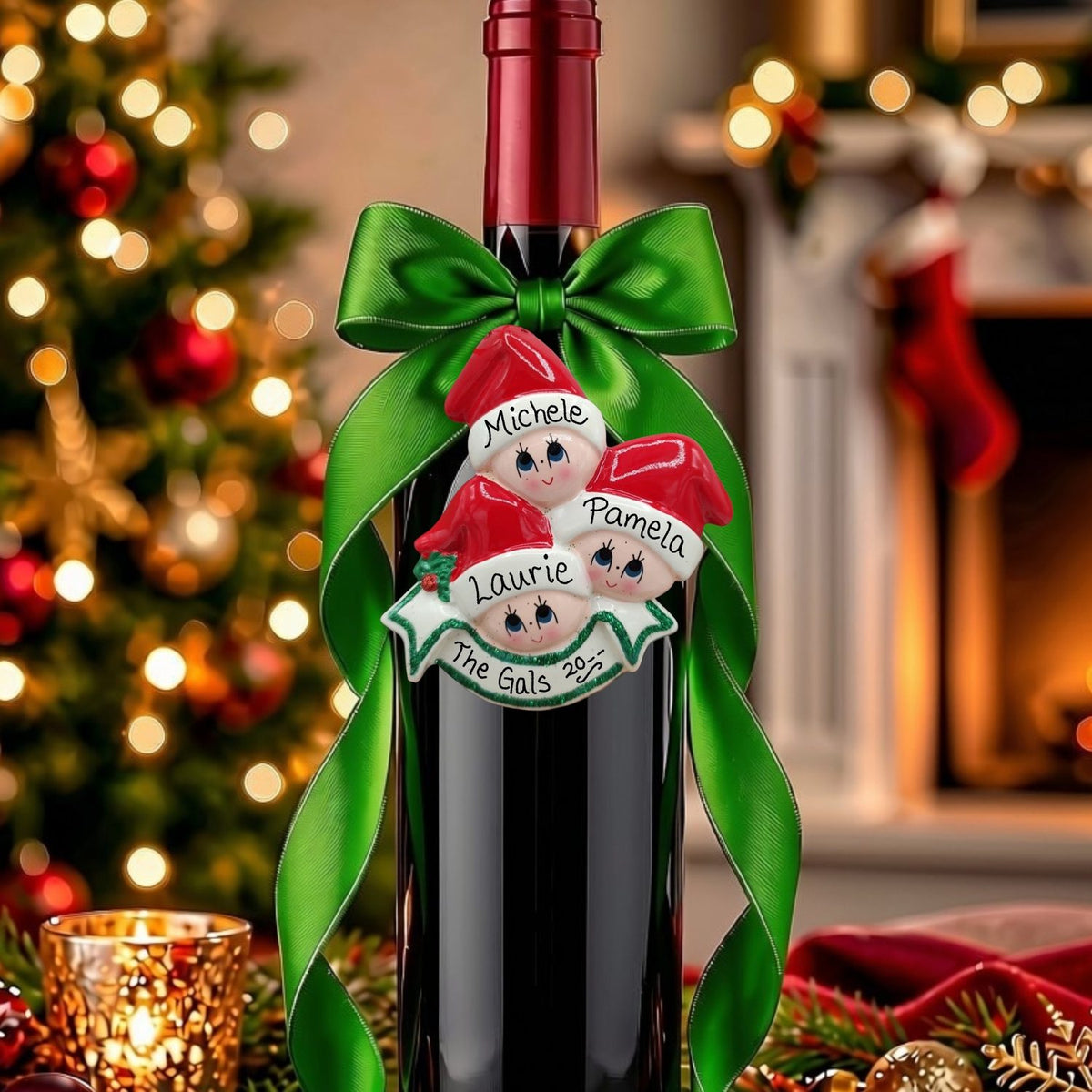 Santa Caps Ornament (3 Names)