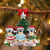 Penguins in Christmas Sweaters Ornament (3 Names)